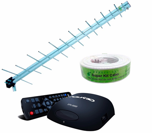 Kit Hdtv Antena Digital 14dbi + Conversor Digital E Cabo 14m