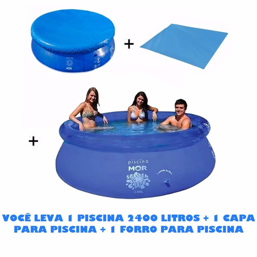 Kit Piscina De 2400 Litros + Capa + Forro  Mor