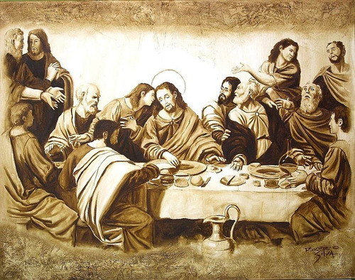 Tela Santa Ceia Pintura Quadro Sacra Jesus Sob Encomenda