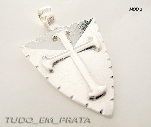 Pingente Escudo Medieval Cruz De Santiago/templária Em Prata