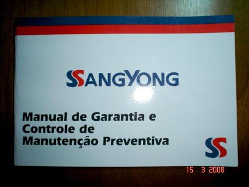Manual Garantia Controle Manutenção Ssangyong Motor Livreto