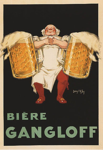 Garçon Cerveja Gangloff França Grande Antigo Poster Repro