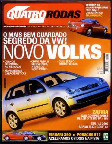 4rodas N.493 Ago 2001 - Zafira, Gol, Brava, Golf, Porche 911