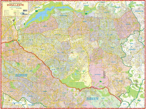 Mapa Gigante Da Zona Leste De São Paulo Tamanho 1,20 X 0,90m