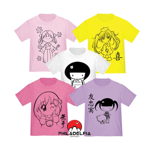 Camiseta Japonesa Meninas Nº 1/2/3/4 100% Algodão Penteado