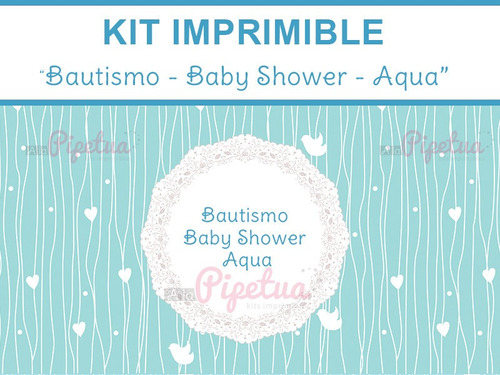 Kit Imprimible Bautismo Baby Shower Aqua Decoracion Candybar