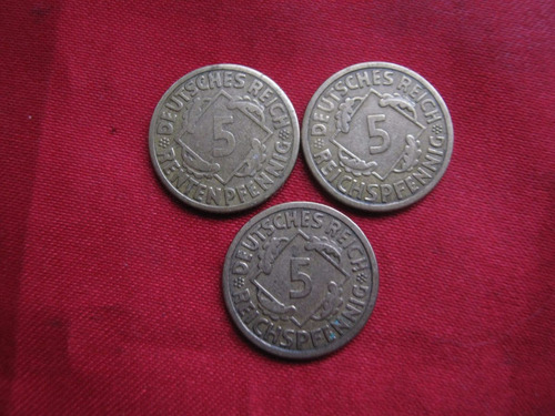 Alemania 5 Reichspfennig Y Rentenpfennig 1924 A 1925