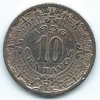 Moneda 10 Centavos 1936-1946 Calendario Azteca Preg. Existen