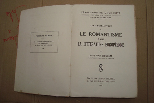 Romantismo Na Literatura Europeia = Paul Van Thieghem