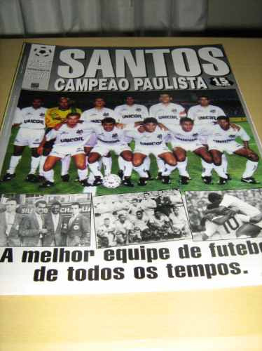 Revista-poster Futebol Santos Campeão Paulista 15 Vezes