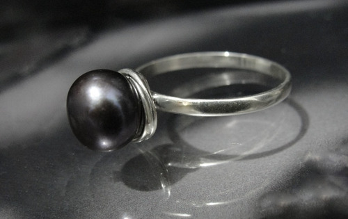 Imagem 7 de 7 de Pedras - Anel Prata E Pérola Negra Furtacor 8,5mm, Cód108a43