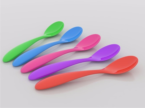 Imagen 3 de 9 de 200 Cucharas + 200 Untadores Plástico Acrílico Pastel Oferta