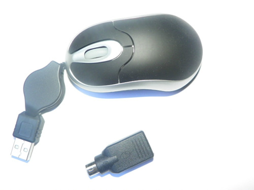Mini Mouse Cabo Retratil Usb 1000 Dpi Notebook Pc Óptico