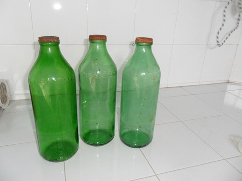 Botellas Antiguas De Aceite Alimenticio De Vidrio Verde