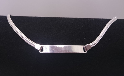 Imagem 3 de 7 de Pulseira Chapa Adulto Malha Italiana Prata 925 + Gravação