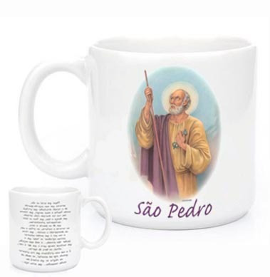 Imagem 1 de 2 de Canecas Religiosas São Pedro Com Oração