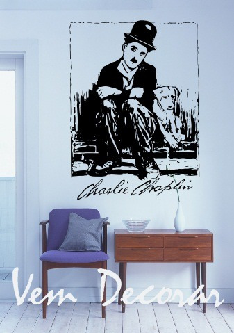 Adesivo Parede Charlie Chaplin Carlitos Quarto Sala 100x75 M