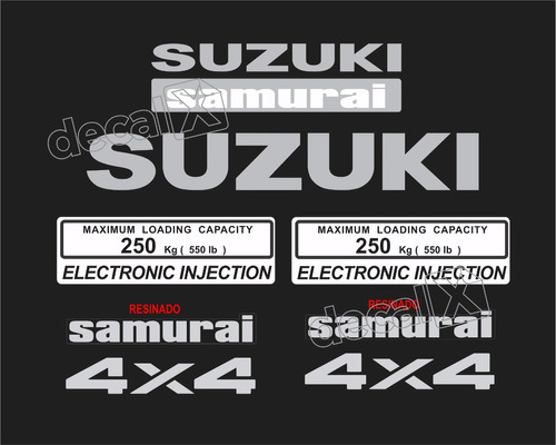 Kit Adesivo Suzuki Samurai 4x4 Preto Smraip Fgc