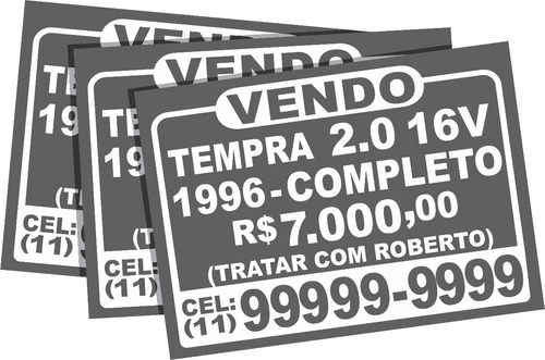 03 Adesivos Vende-se Veículo Carro Vidro Traseiro E Laterais