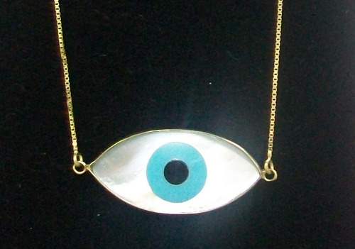 Lindo Colar Olho Grego Ouro 18k Tipo Olho De Horus Mercado Livre - colar fl ouro 18k de olho grego colar olho grego roblox