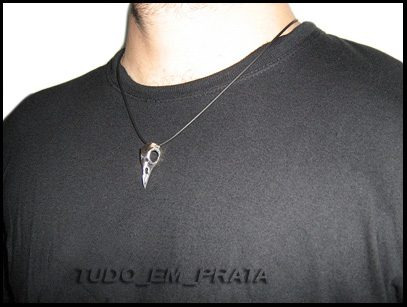 Pingente Crânio De Corvo Pequeno Em Prata