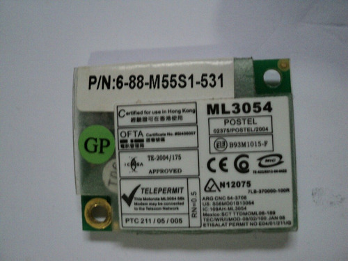 Modem Notebook Motorola Ml3054 Positivo Z520 6-88-m55s1-531