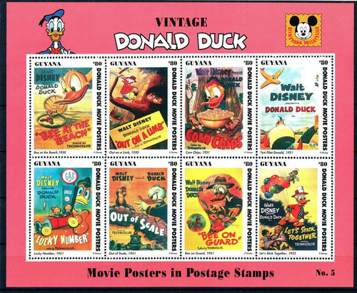 Disney Bloco  Guiana 1993 Pato Donald Mint (wd130)