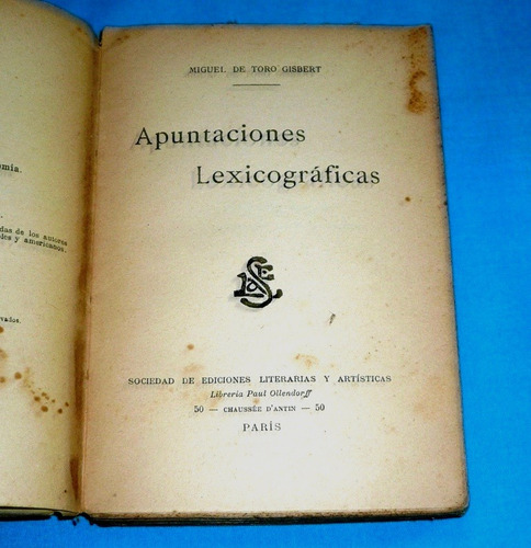 Imagen 2 de 6 de Apuntaciones Lexicográficas Miguel De Toro Gisbert Castellan