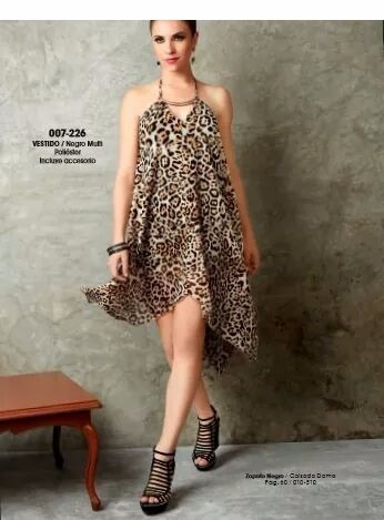 Vestido 7226 Leopardo Animal Print Moda Naci Tch Extra Grand