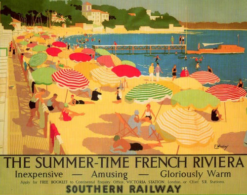 Cartaz Poster Vintage Riviera Francesa Praia Verão França