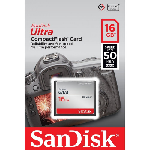 Cartão Memória 16gb Compact Flash Sandisk Cf Ultra 50 Mb/s