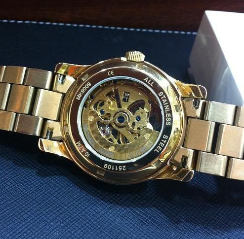 Relógio Michael Kors Mk9009 Orig Automático Gold Swarovski