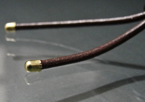 Imagem 2 de 4 de Pedras - Colar Unissex 1v Couro 1,5mm E Ouro 18, Cód37c21