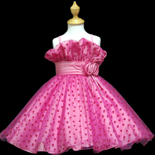Imagem 3 de 7 de Vestido Infantil Corações Pink - Pronta Entrega