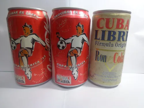 comprar Lote De 2 Latas De Coca Cola Copa America 95 + Cola Con Ron