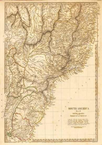 Lámina 45x30 Cm. - Mapa De Uruguay Y Sur De Brasil En 1837