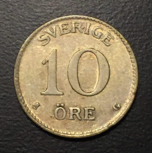 Swe027 Moneda Suecia 10 Ore 1938 Vf+ Plata Ayff