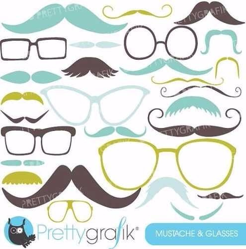 Kit Imprimible Mostacho 4 Imagenes Clipart