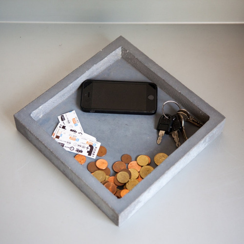 Bandeja Caja Para Escritorio Cemento Minimalista 20x20