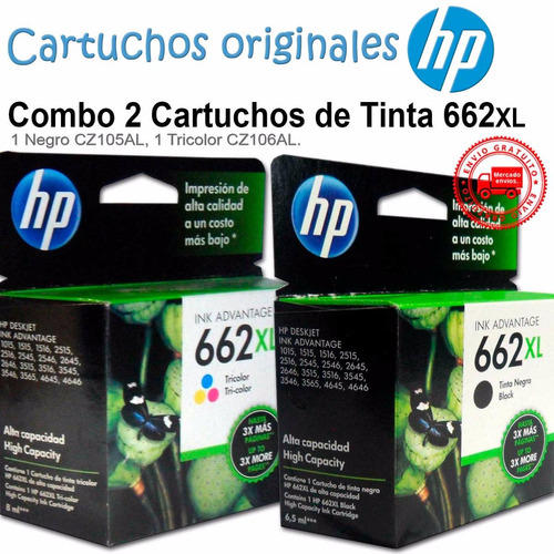 Combo 2 Cartucho Tinta Hp 662xl 1negro Cz105al 1colo Cz106al