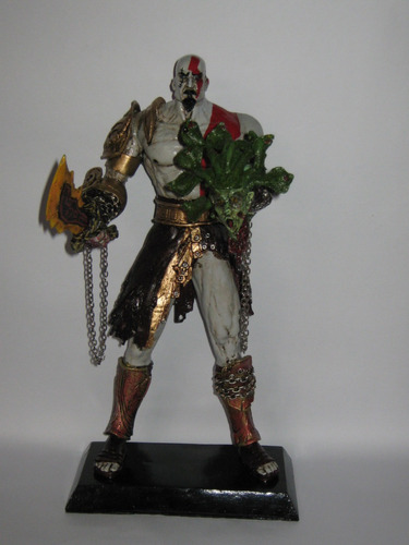 Boneco Kratos Cabeça De Medusa - God Of War  Em Resina