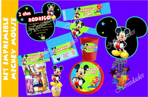 Kit Imprimible Mickey Mouse Tarjetas Invitaciones Y Mas