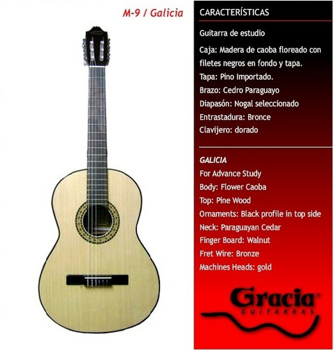Guitarra Clásica Gracia Modelo M9 + Funda Gratis Y Envio !
