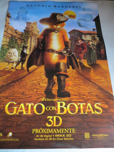 Poster Original De La Pelicula El Gato Con Botas