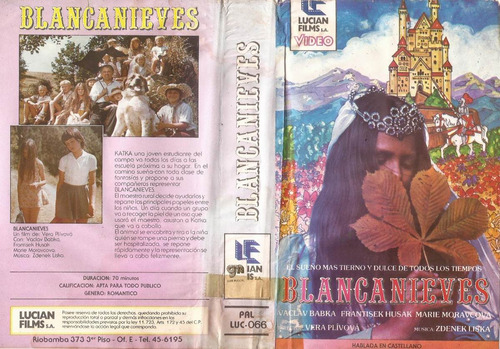 Blancanieves Vhs Vera Plivova Infantil Romance Lucian