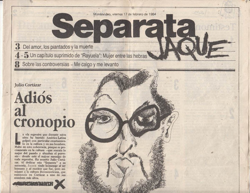 Muerte Julio Cortazar Separata Semanario Jaque Uruguay 1984