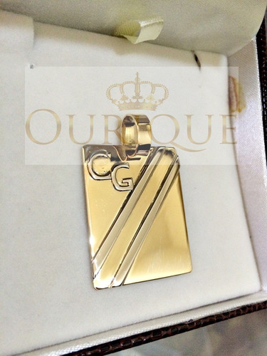 Pingente Masculino Placa Letras Ouro 18k 750 Personalizado