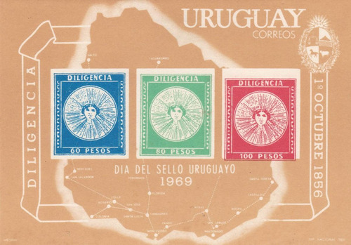 F- Diligencias 1969 - Hojita * Dia Del Sello Uruguayo