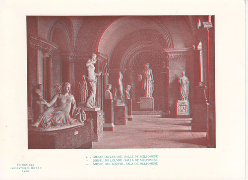 Antigua Lamina 3 D Estereoscopica Louvre Laboratorios Bottu