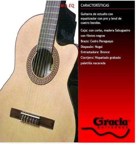 Guitarra  Nylon Gracia Modelo M6eq C/ Funda
